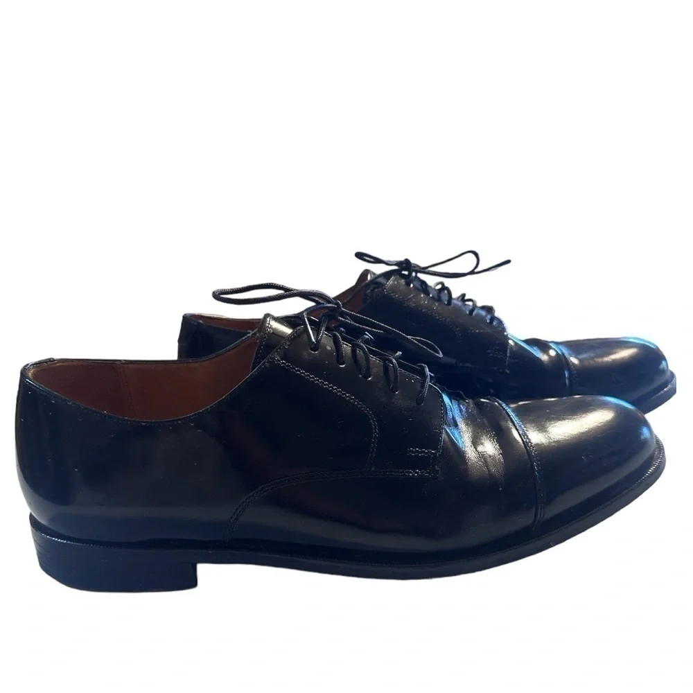 Cole Haan Lenox 02701 Classic Lace Up 100% Leather Stacked Heel Rubber Sole